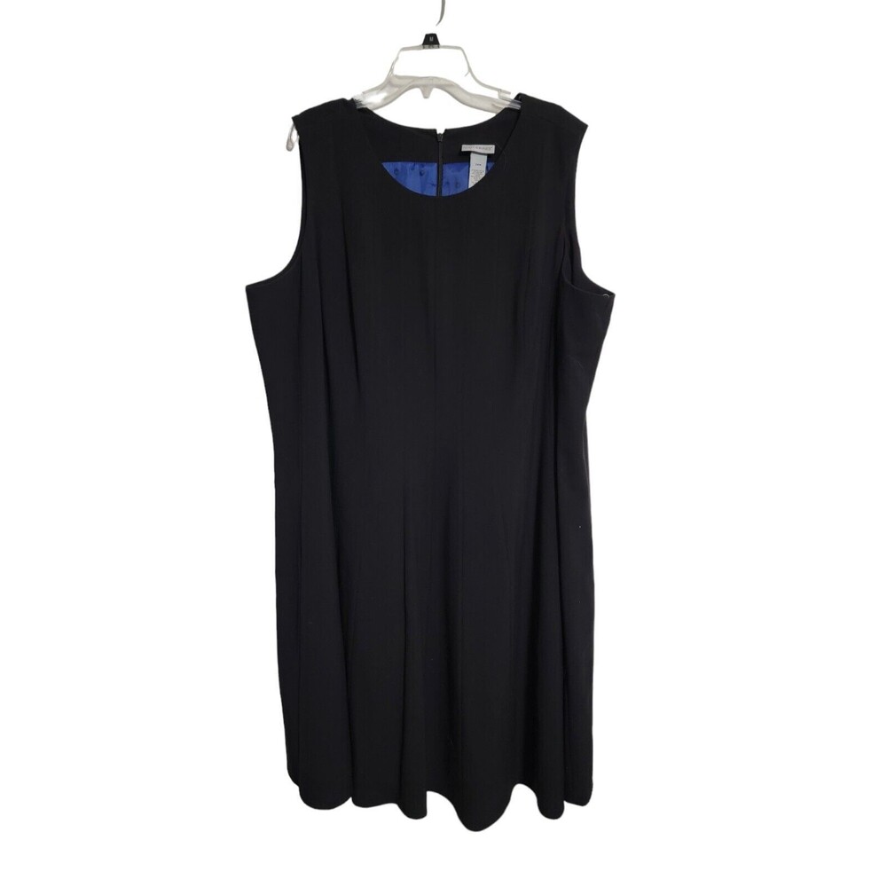 Catherines Dress Plus Size 28W Black White Colorblock Sleeveless V-Neck Poly Bl